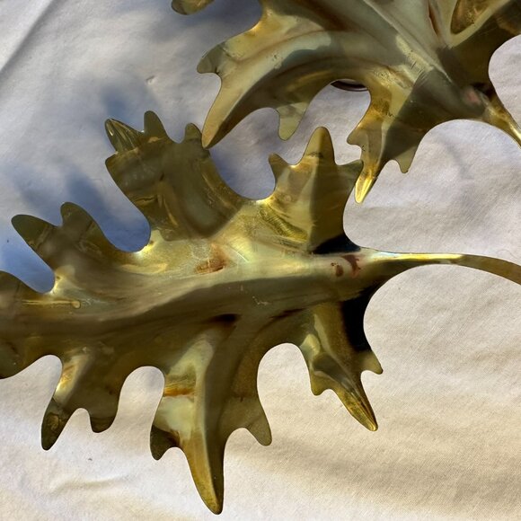 Homco Home Interiors brass color metal Oak leaves Wall Hanging Vintage - Picture 4 of 6